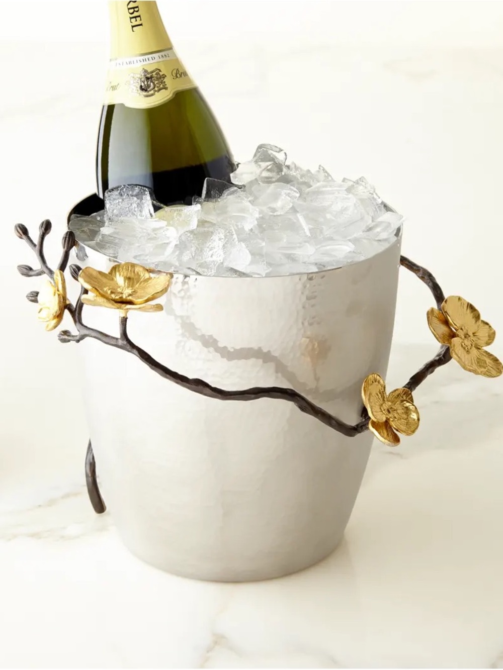 Michael Aram Silver with Gold Orchid Champagne Bucket collection New in Box
